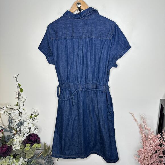 J. CREW 2024 Denim Utility Mini Dress Dark Indigo Sz 18 {A13} - Picture 5 of 8
